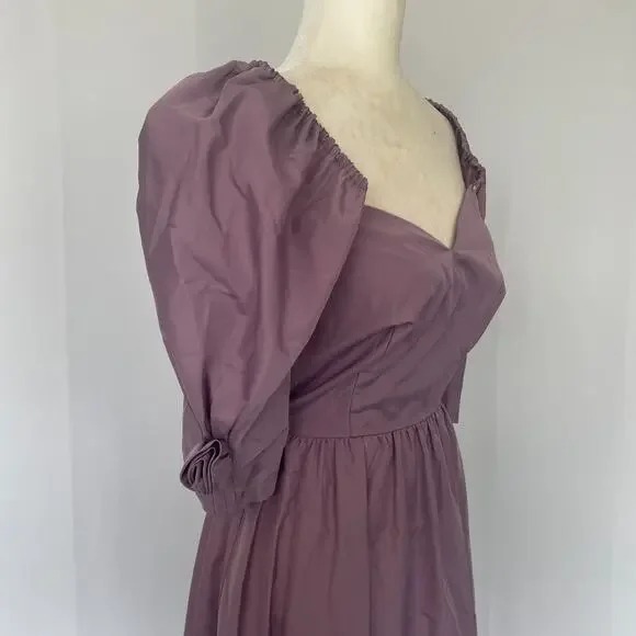 Vintage Maxi Dress Size 6 Purple Puff Sleeve A Line Princess Formal Prom 80s - Picture 3 of 16